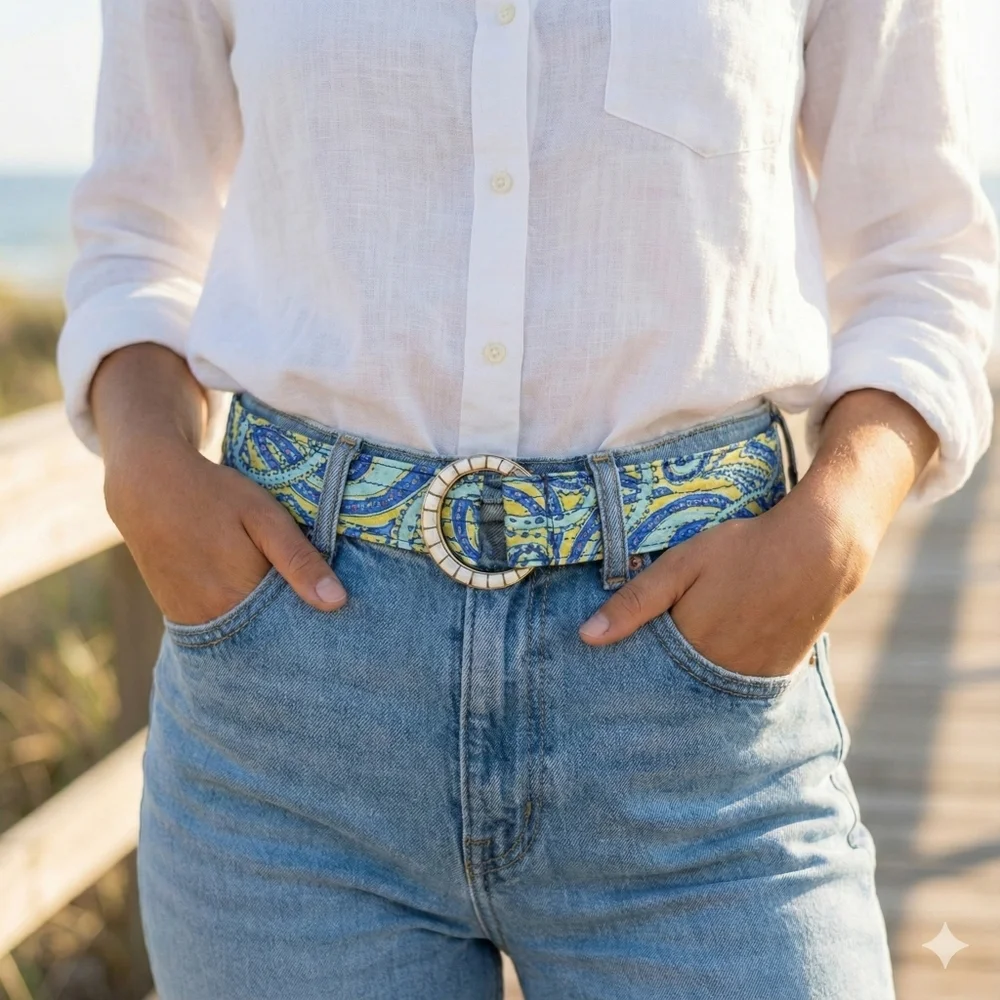 J. Crew Paisley Print D-Ring Belt